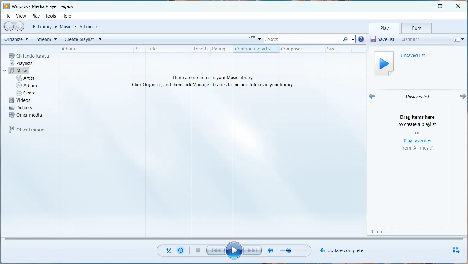Tìm kiếm và mở Windows Media Player Legacy trên Windows 11.