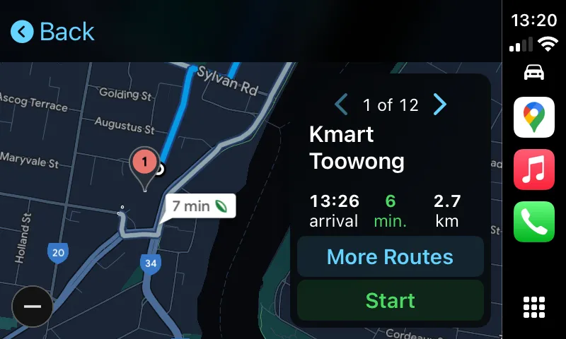 Tổng quan lộ trình đến Kmart trên Google Maps