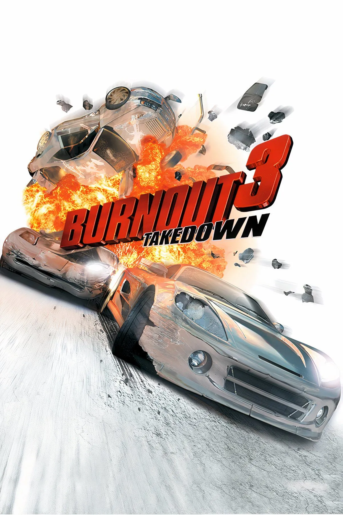 Vụ va chạm ngoạn mục trong game Burnout 3 Takedown với mảnh vỡ bay tung tóe