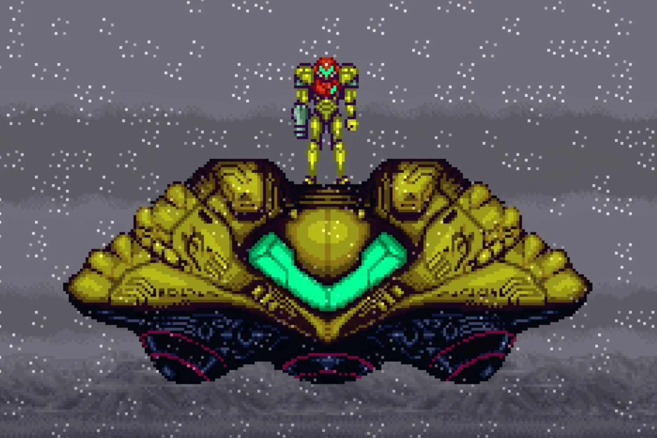 Ảnh chụp màn hình game Super Metroid trên SNES, minh họa lối chơi khám phá và bí ẩn