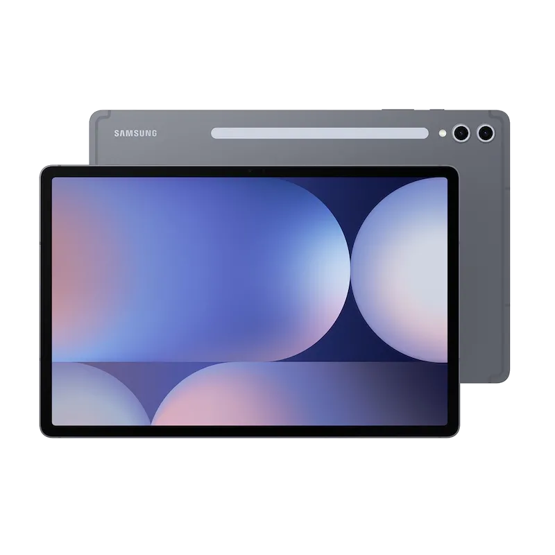 Ảnh mặt trước và mặt sau của Samsung Galaxy Tab S10 Plus màu bạc, cho thấy thiết kế tổng thể