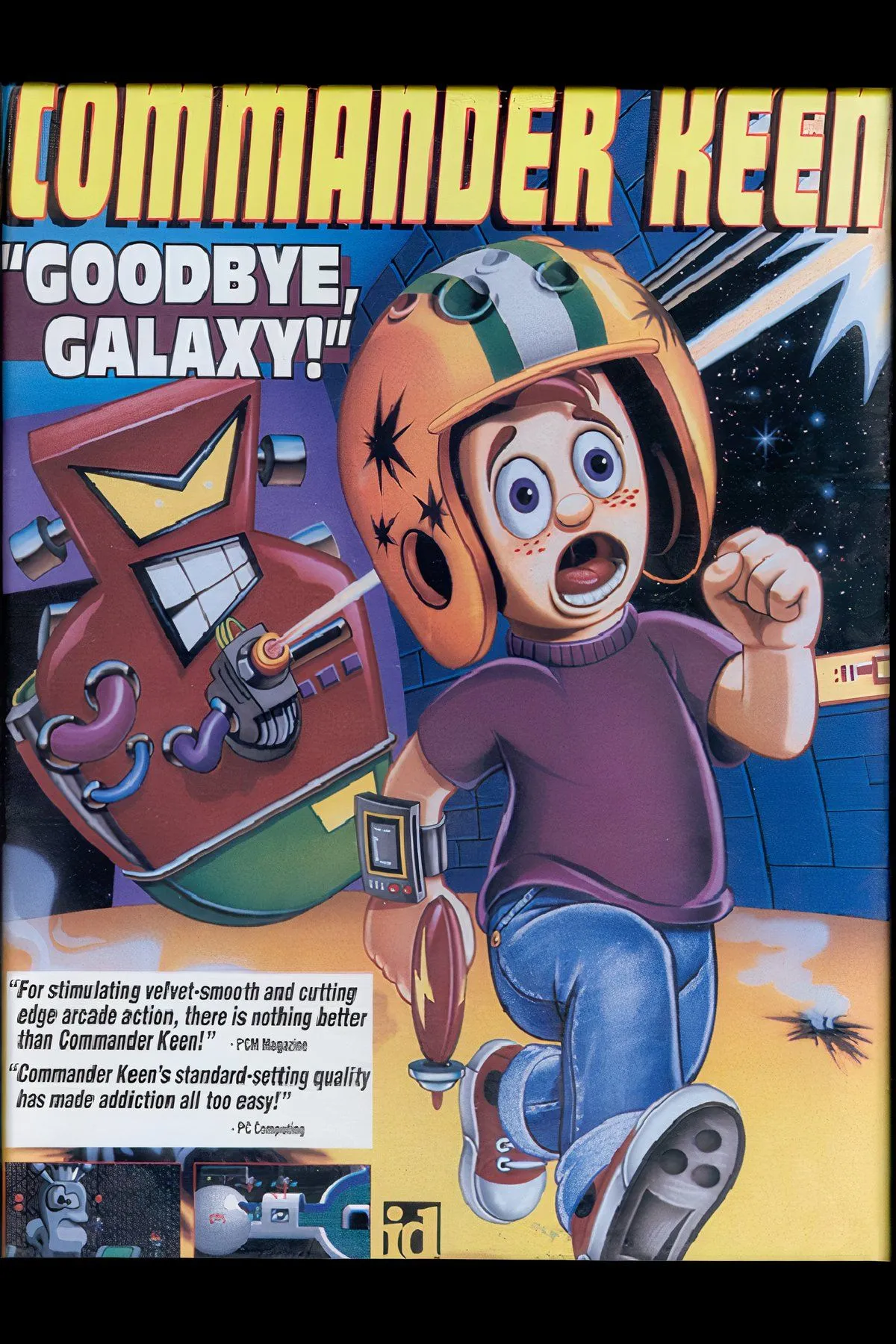 Ảnh tổng hợp các phân cảnh khác nhau trong game Commander Keen, minh họa đồ họa 2D cổ điển