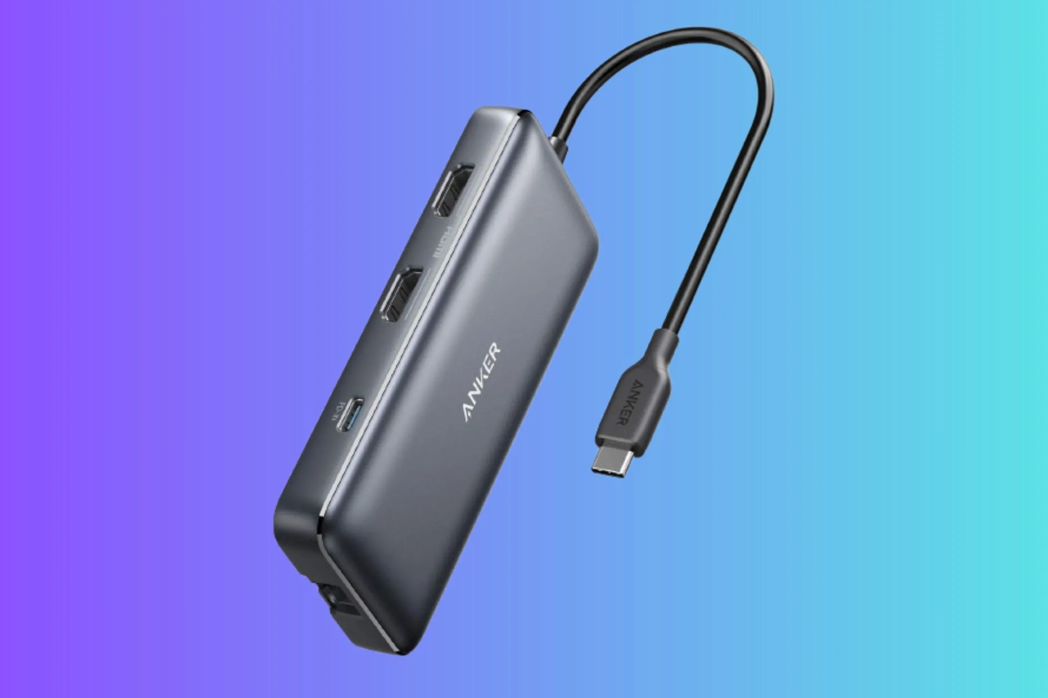 Anker 553 8-in-1 USB-C Hub trên nền chuyển màu