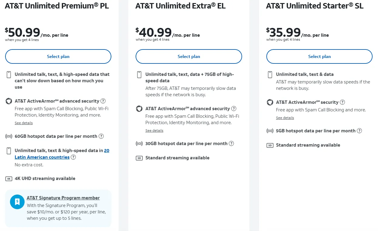 AT&amp;T cung cấp các gói cước không giới hạn với dữ liệu ưu tiên