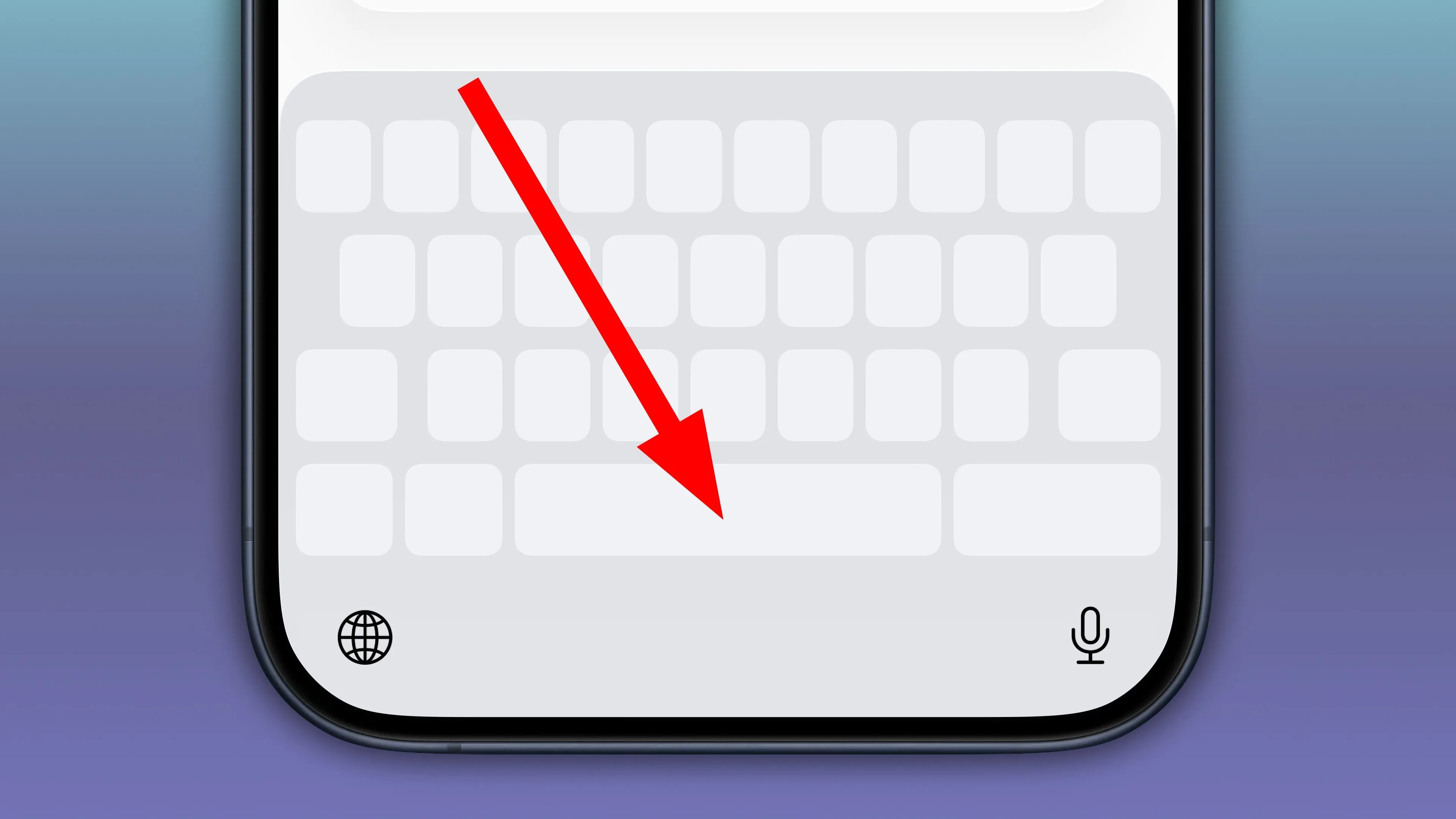 Bàn phím ảo iPhone chuyển sang chế độ Trackpad sau khi giữ phím Space bar để di chuyển con trỏ