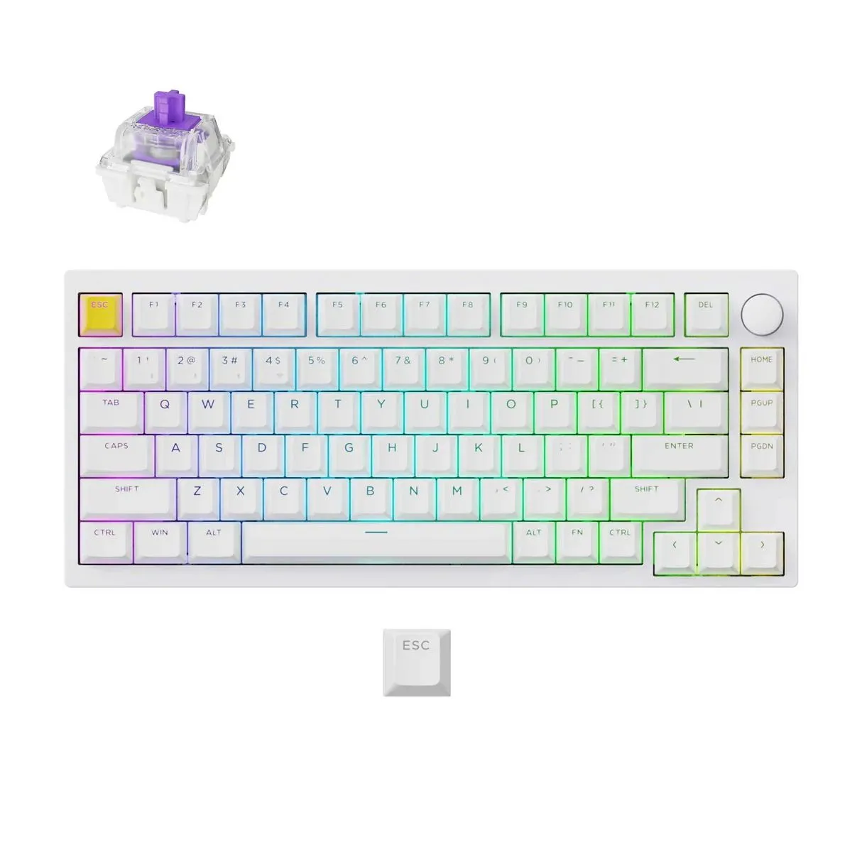 Bàn phím gaming không dây Lemokey P1 HE của Keychron với đèn RGB và keycap xuyên sáng.