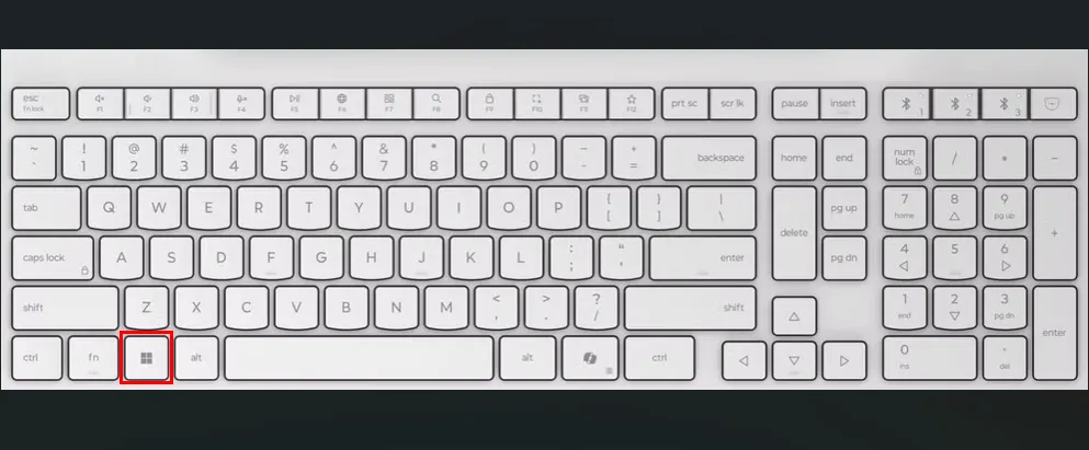 Bàn phím màu trắng làm nổi bật phím Super để truy cập tổng quan hoạt động trên Ubuntu