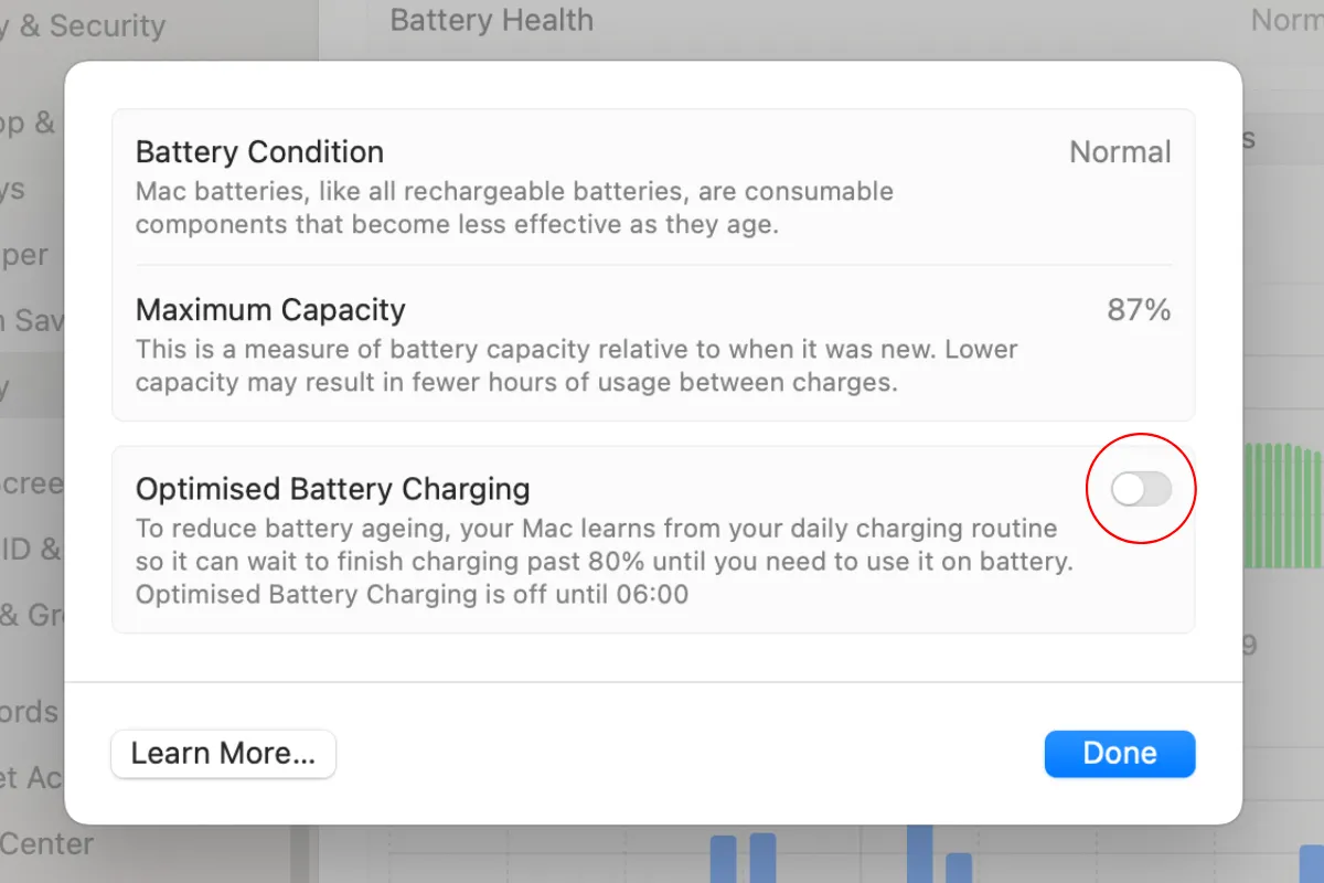 Bật tính năng Sạc Pin Được Tối Ưu Hóa trên MacBook