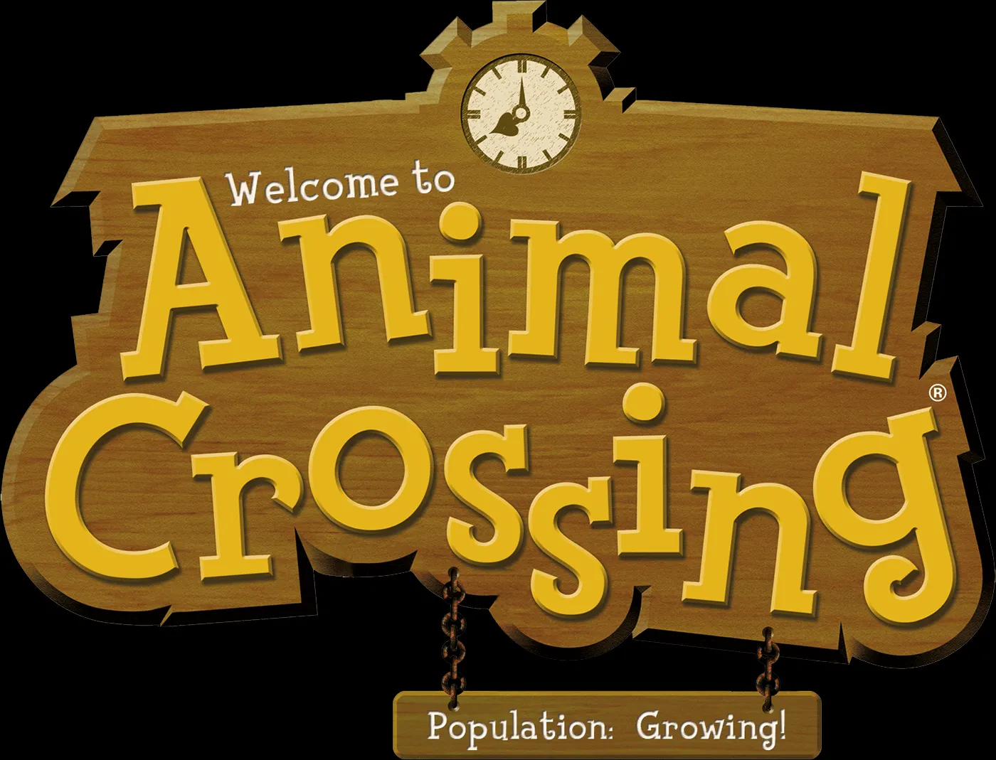 Biển chào mừng của một thị trấn trong game Animal Crossing, thể hiện không khí yên bình của game mô phỏng đời sống.