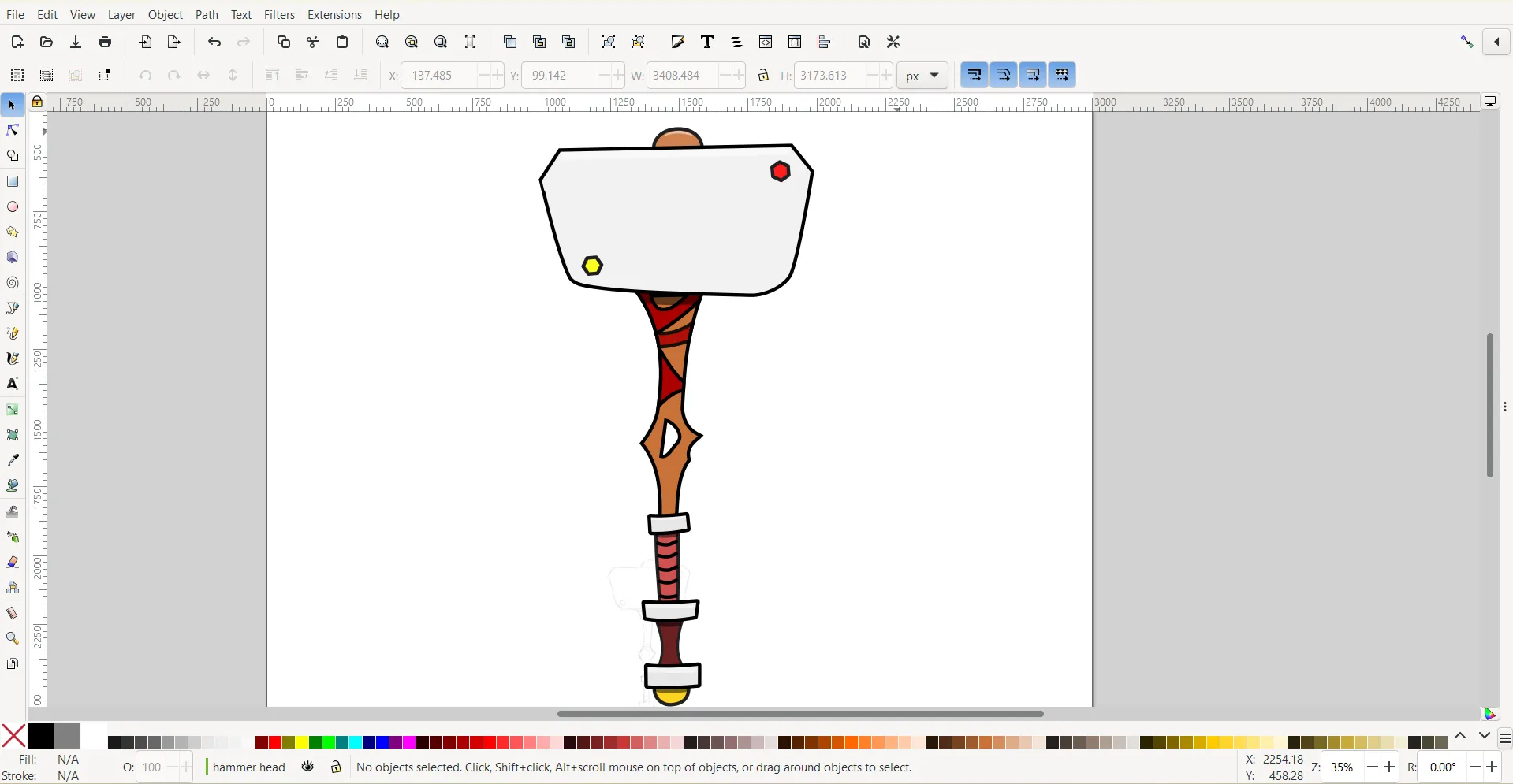 Biểu tượng búa hoạt hình được tạo trong Inkscape