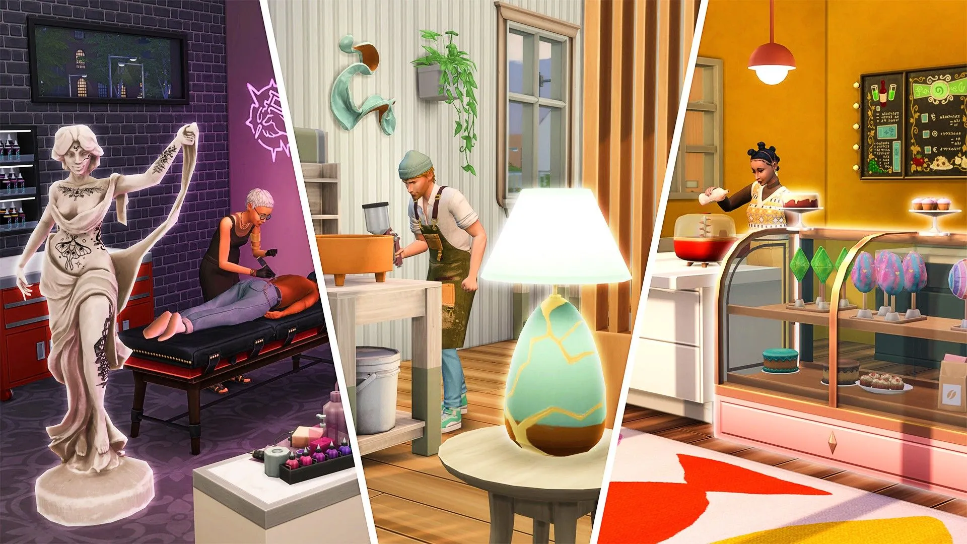 Các Sim làm việc để cải thiện kỹ năng và kiếm tiền trong The Sims 4
