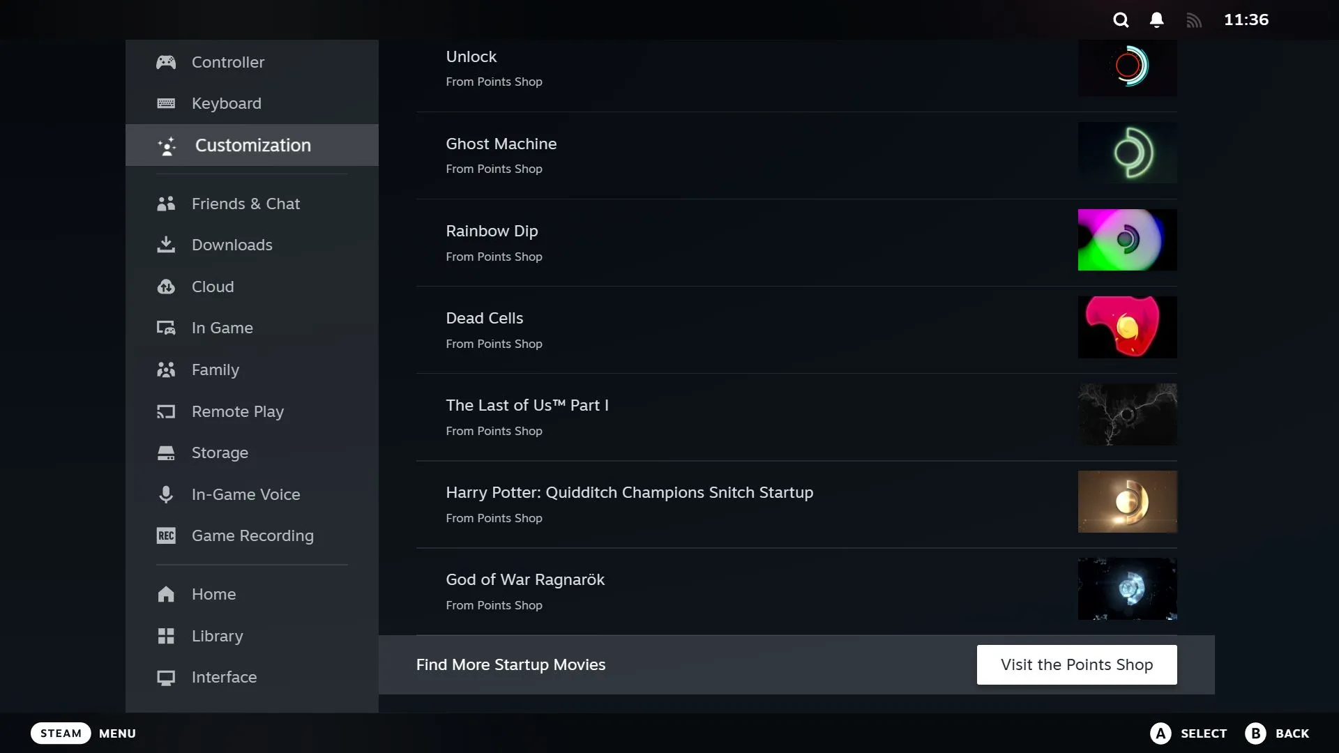 Cài đặt tùy chỉnh Steam với tùy chọn &quot;Ghé thăm Cửa hàng Điểm&quot; được đánh dấu