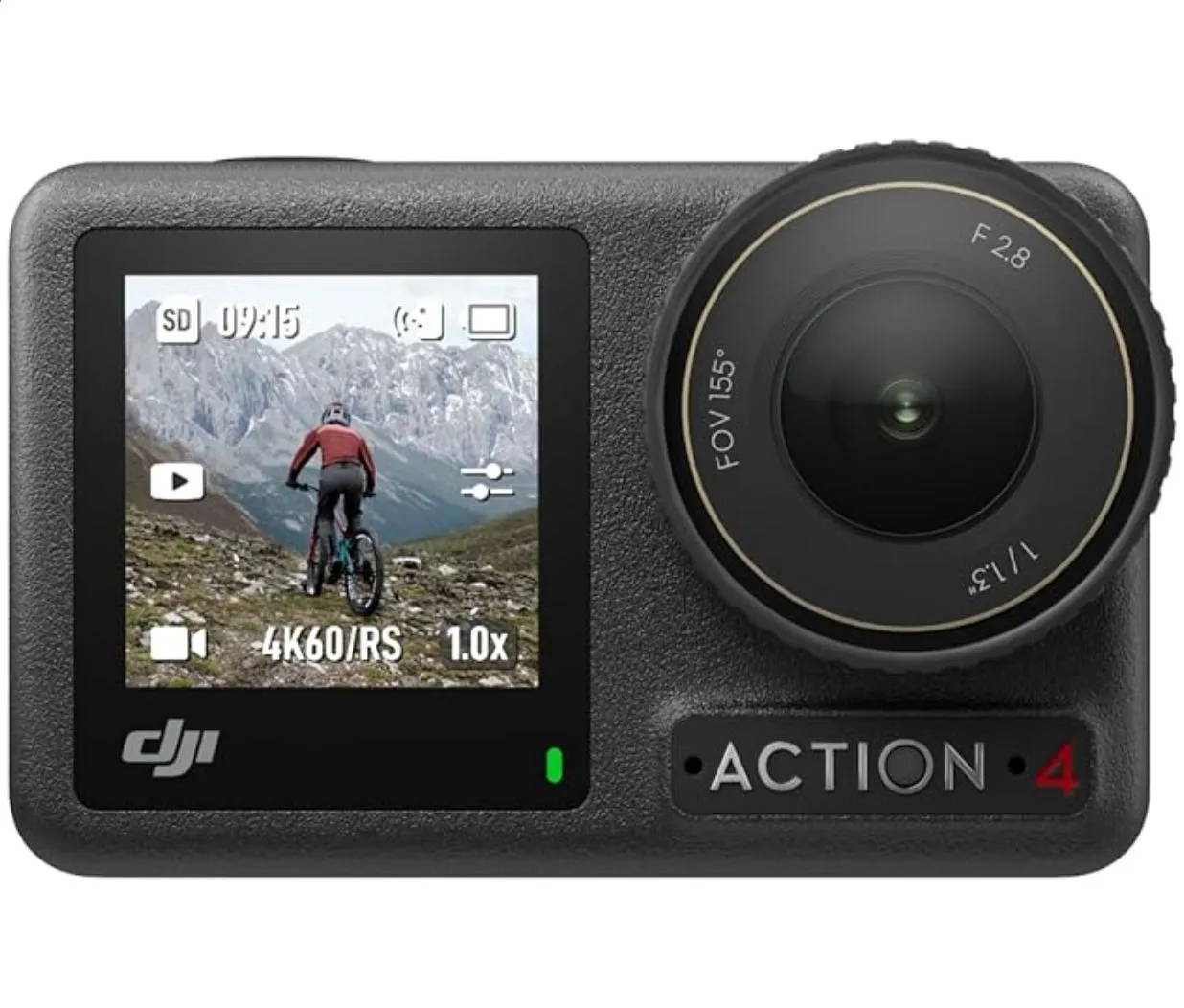 Camera hành trình DJI Osmo Action 4 màu xám đen, thiết bị quay video chất lượng cao cho các chuyến phiêu lưu.