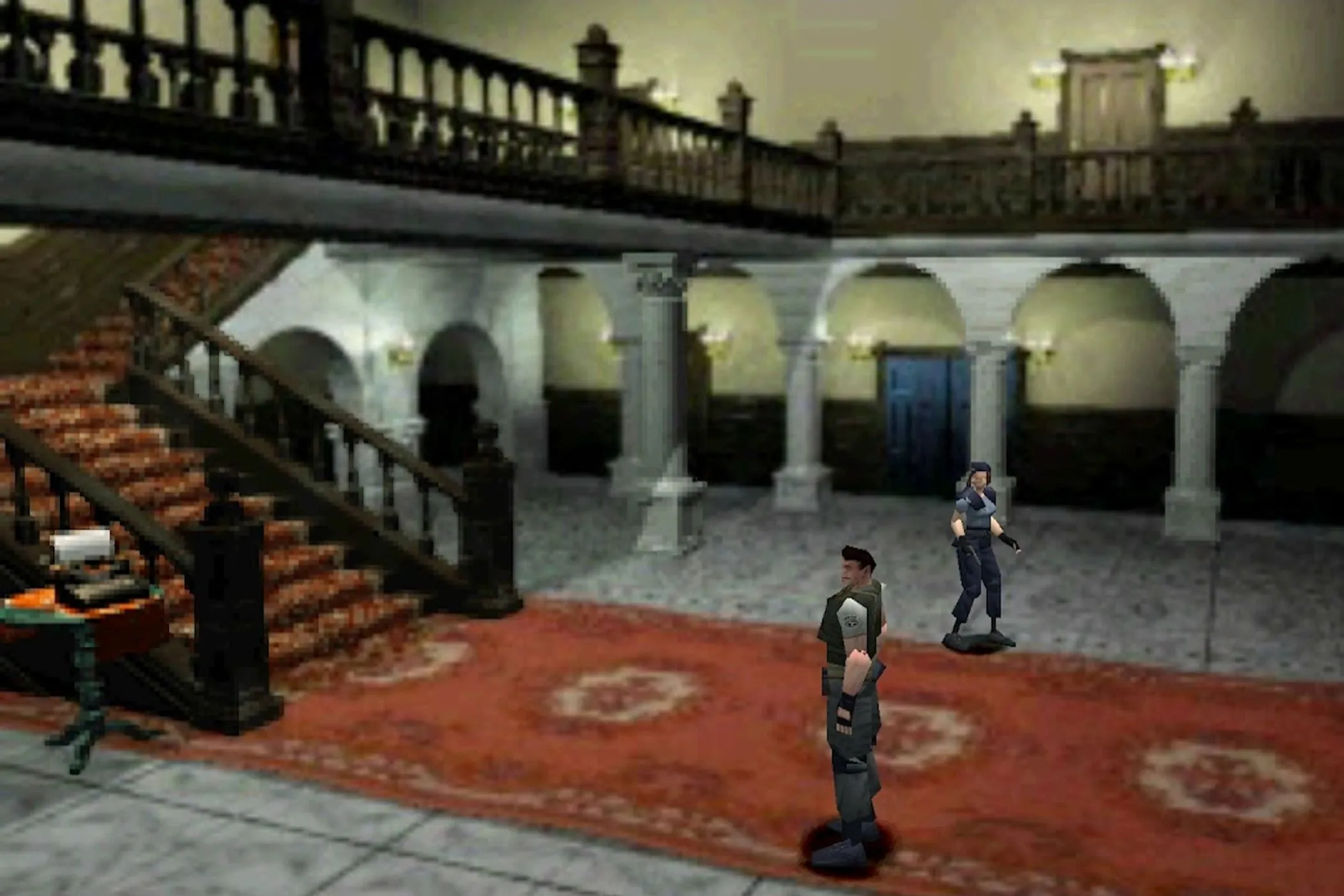 Căn biệt thự Spencer Mansion trong Resident Evil phiên bản PlayStation 1, biểu tượng của dòng game kinh dị sinh tồn Resident Evil kế nhiệm tinh thần từ Sweet Home.