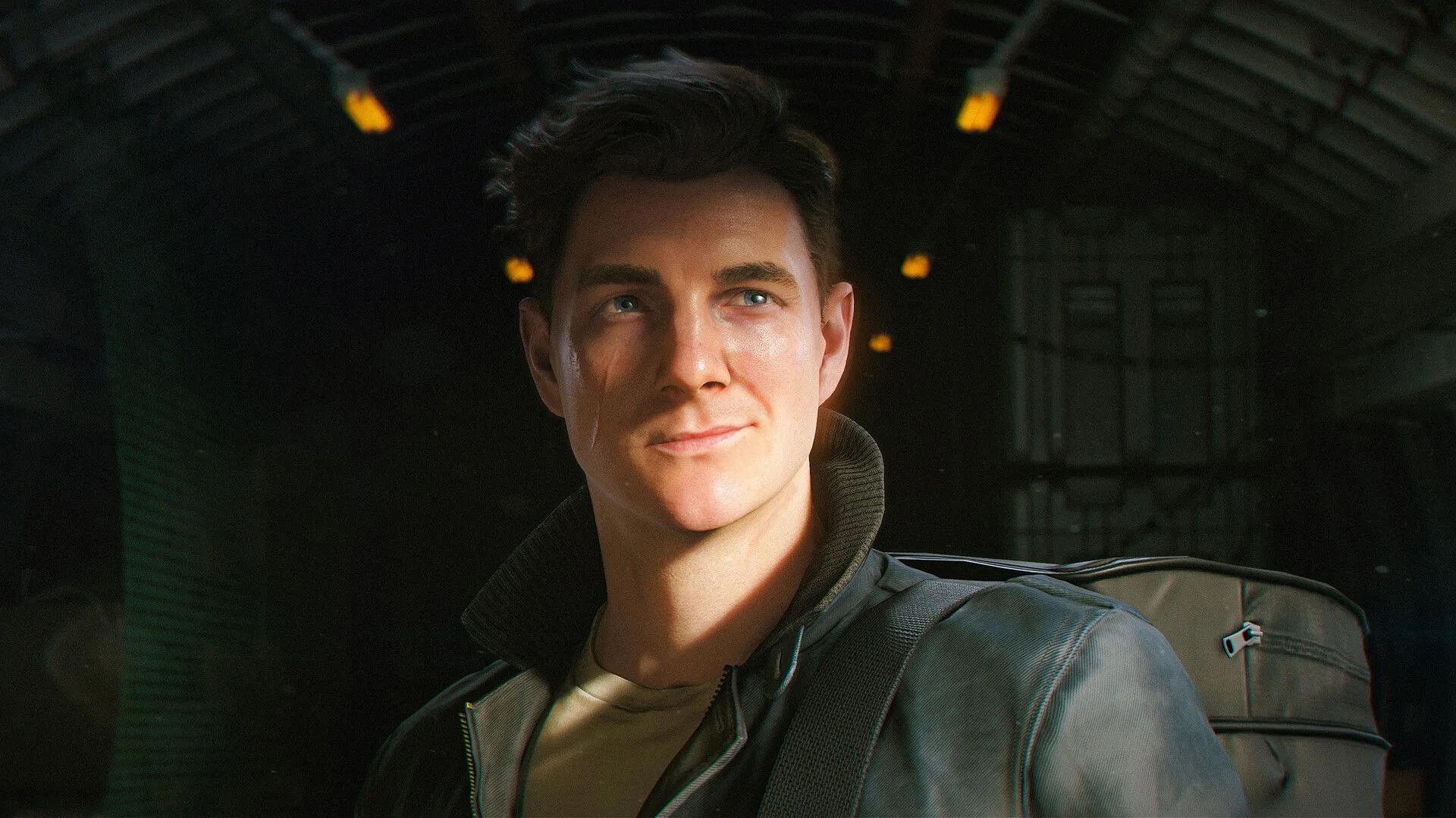 Cận cảnh Young James Bond đang cười nhếch mép trong game điệp viên 007 First Light.