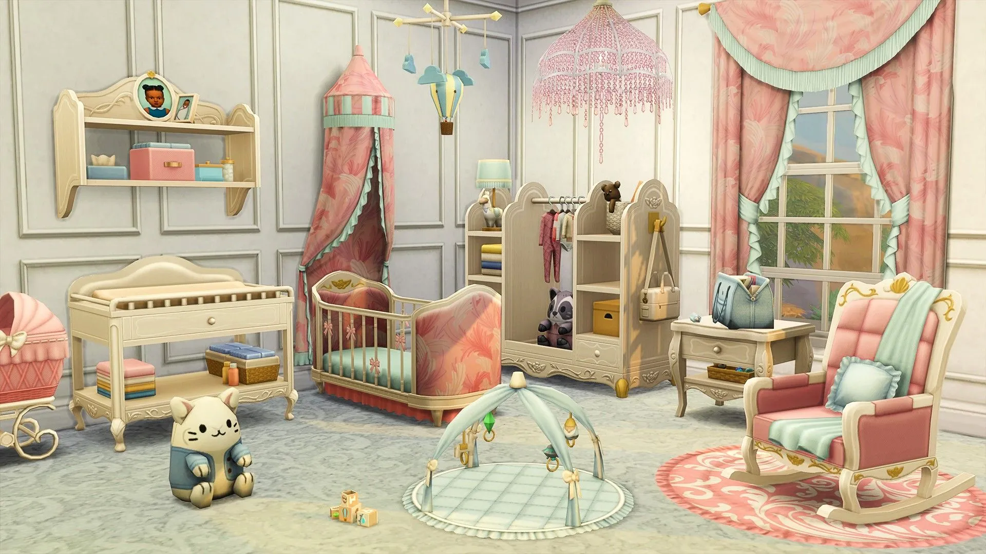 Căn phòng trẻ em với cũi và các vật dụng khác cho bé trong The Sims 4
