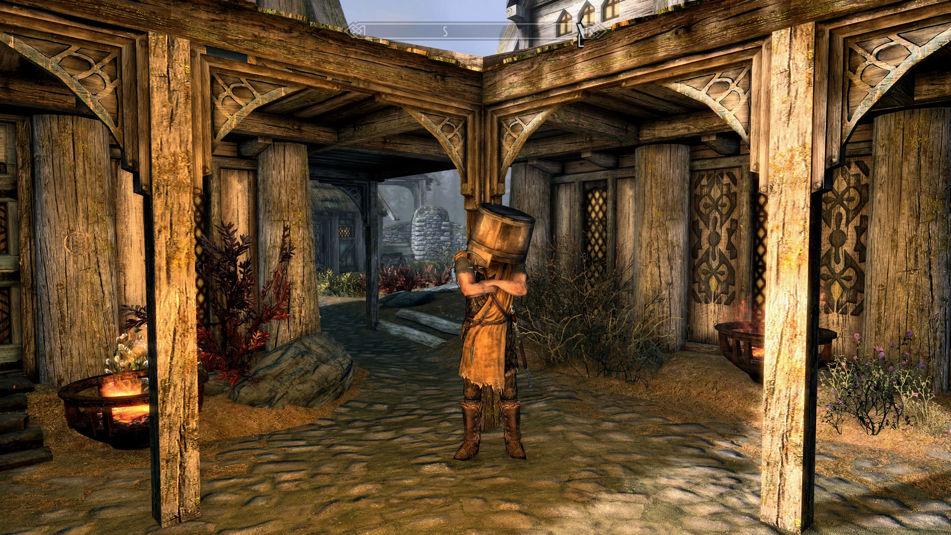 Cảnh nhân vật giao tiếp với NPC trong The Elder Scrolls V: Skyrim, minh họa cho những đoạn hội thoại dài.