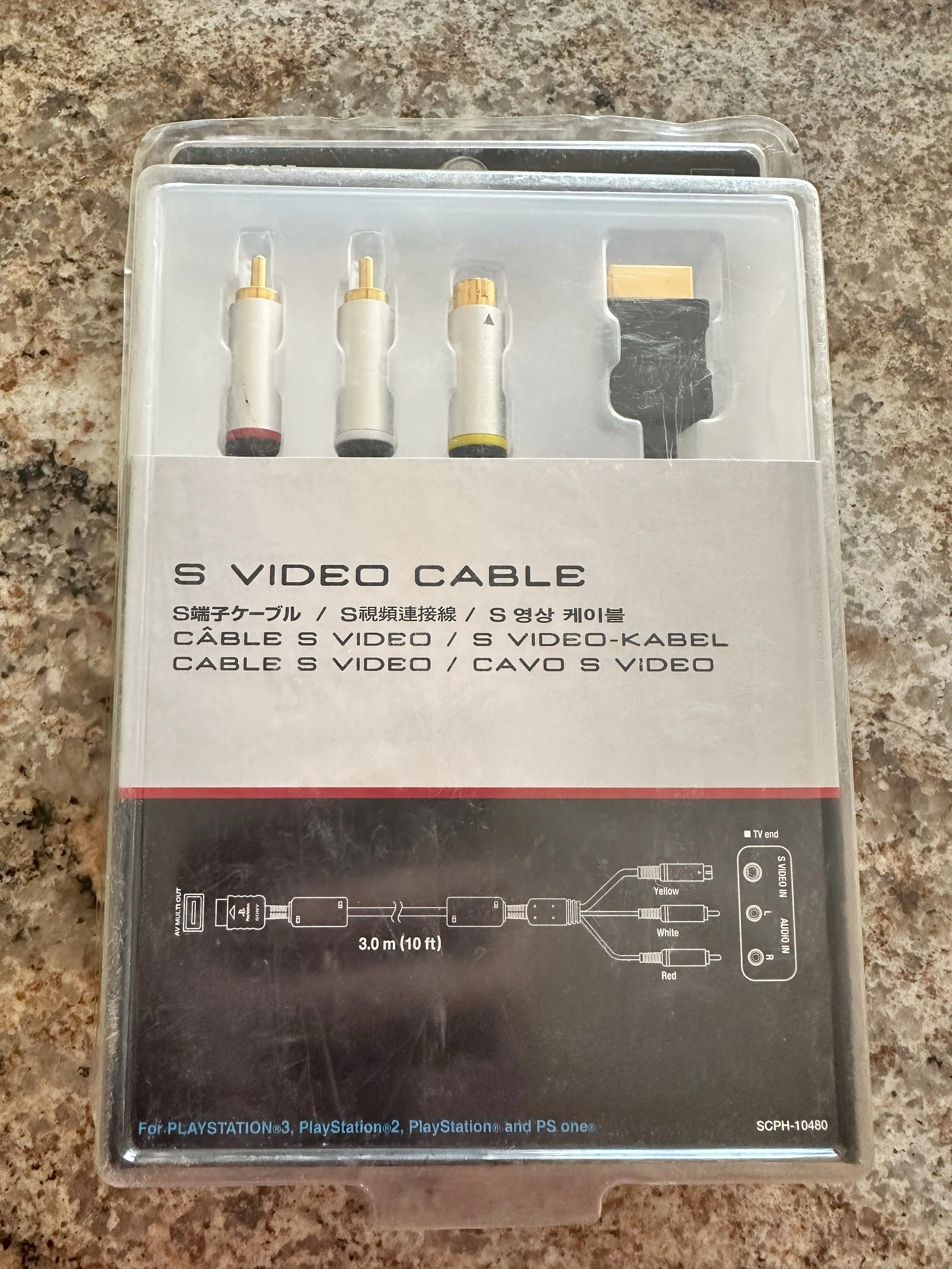 Cáp S-Video chính hãng của Sony PlayStation, minh họa giải pháp kết nối cải thiện đáng kể chất lượng hình ảnh cho các hệ máy chơi game cổ điển trên TV CRT.