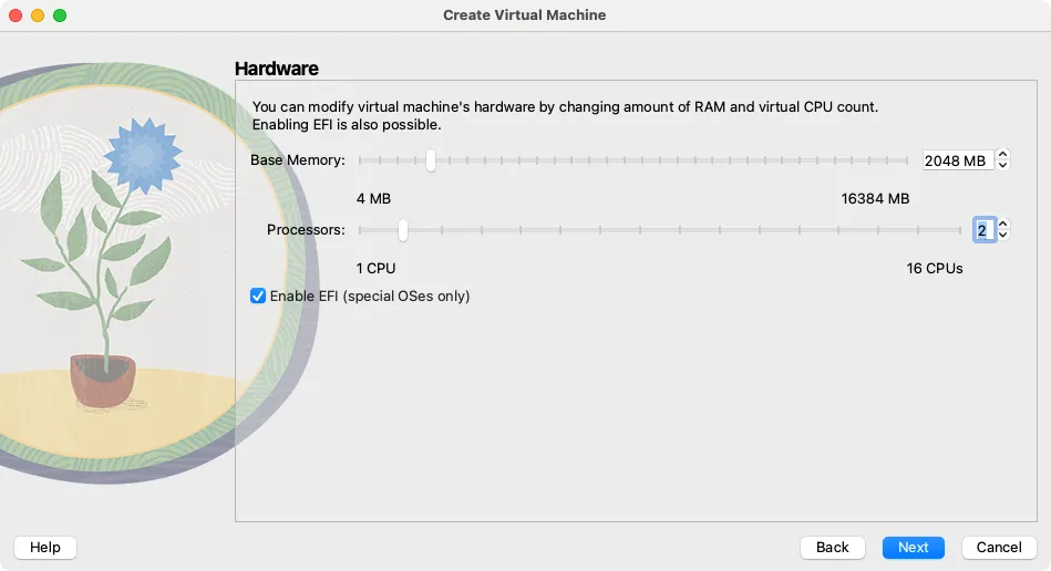 Cấu hình phần cứng như RAM và số lõi CPU cho máy ảo Home Assistant trong VirtualBox.