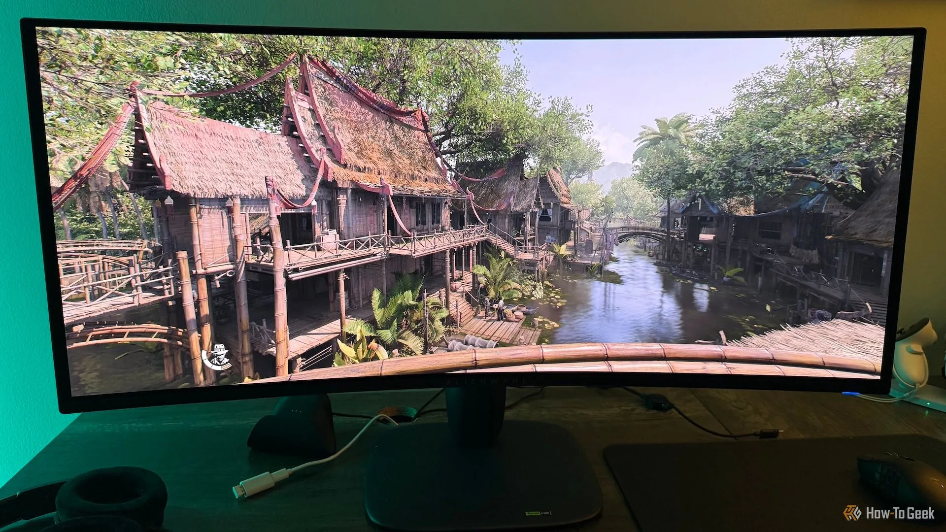 Chất lượng hình ảnh HDR sống động trên màn hình QD-OLED Alienware AW3425DW khi hiển thị nội dung game.