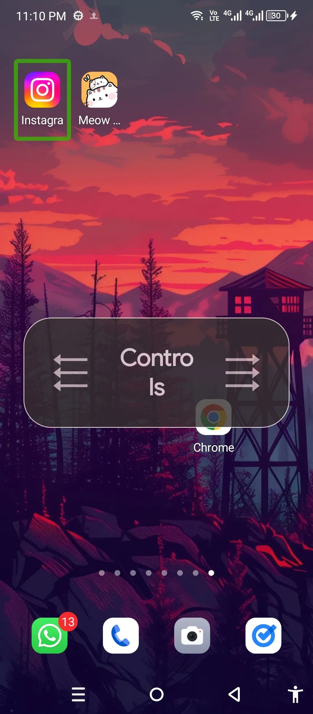 Chế độ &quot;Controls&quot; (Điều khiển) của TalkBack, cho phép người dùng tương tác với các thành phần giao diện.