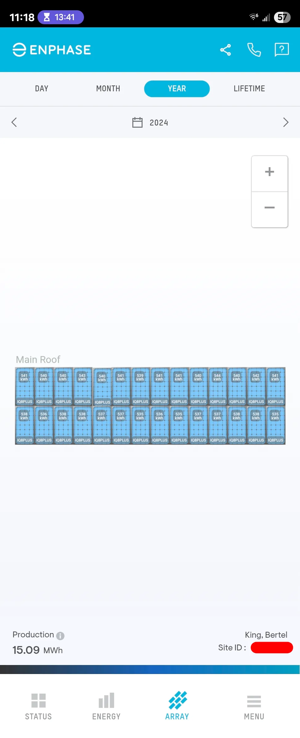 Chi tiết hiệu suất của từng tấm pin trong hệ thống điện mặt trời Enphase trên ứng dụng