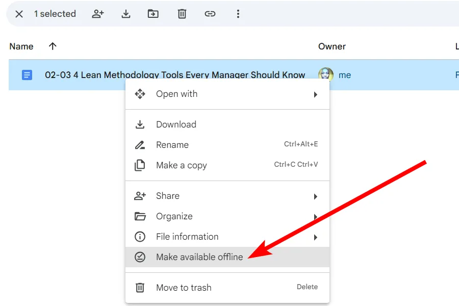 Chọn &quot;Make Available Offline&quot; để truy cập file Google Drive khi mất kết nối internet