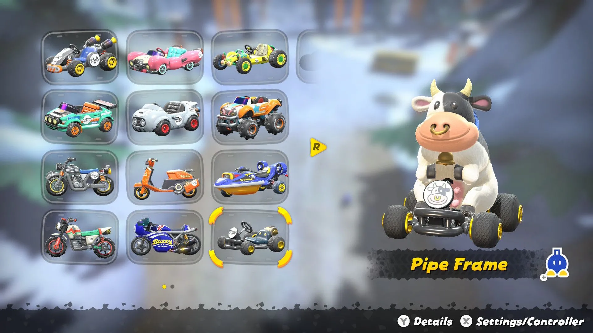 Chọn một chiếc xe đua phong cách trong Mario Kart World