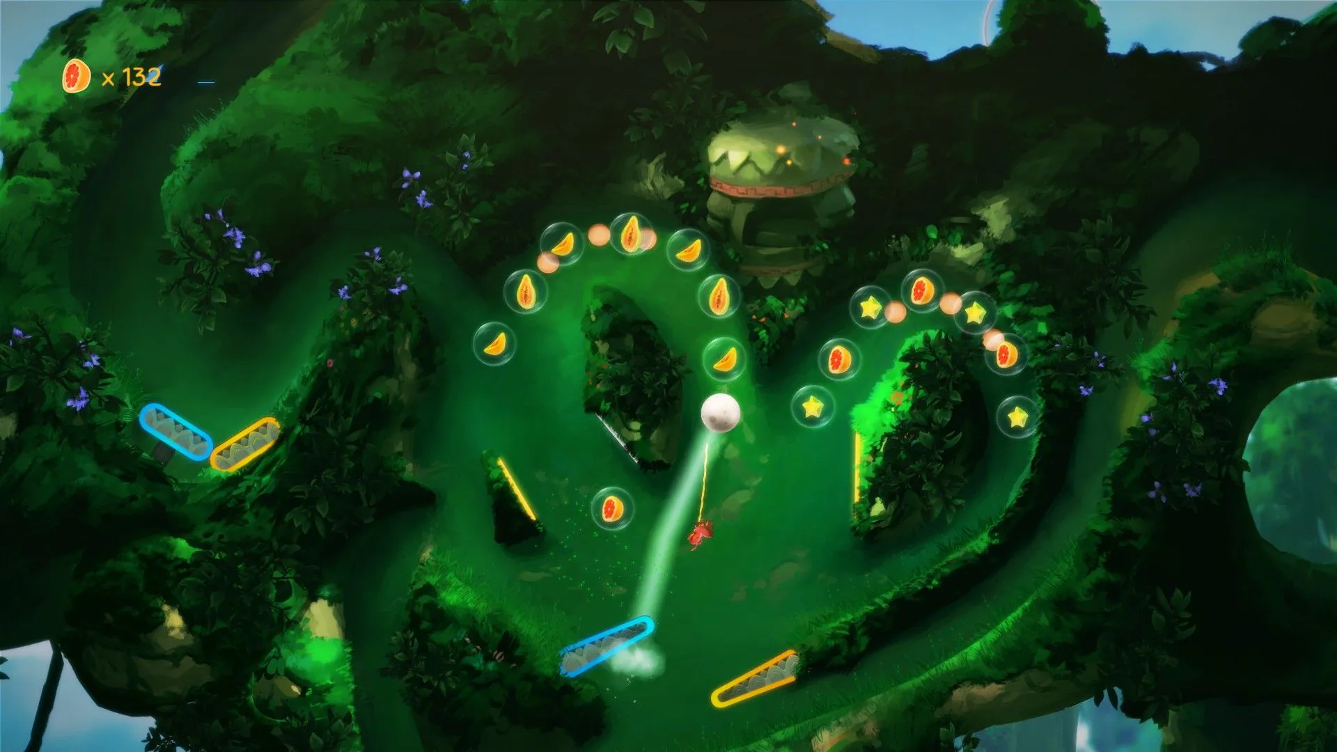 Chú bọ Yoku di chuyển qua bàn pinball trong Yoku's Island Express, thể loại Pinball Metroidvania độc đáo