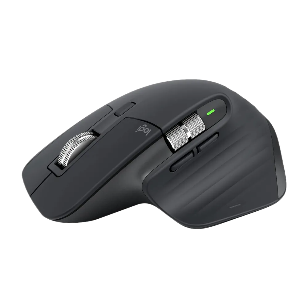 Chuột Logitech MX Master 3S màu đen với thiết kế công thái học đặc trưng