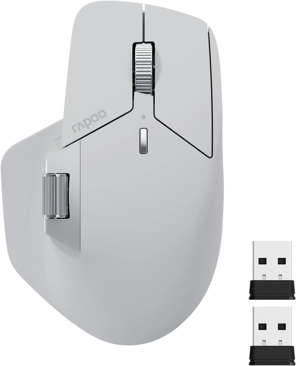 Chuột Rapoo MT760 nhìn từ trên xuống, thể hiện thiết kế công thái học