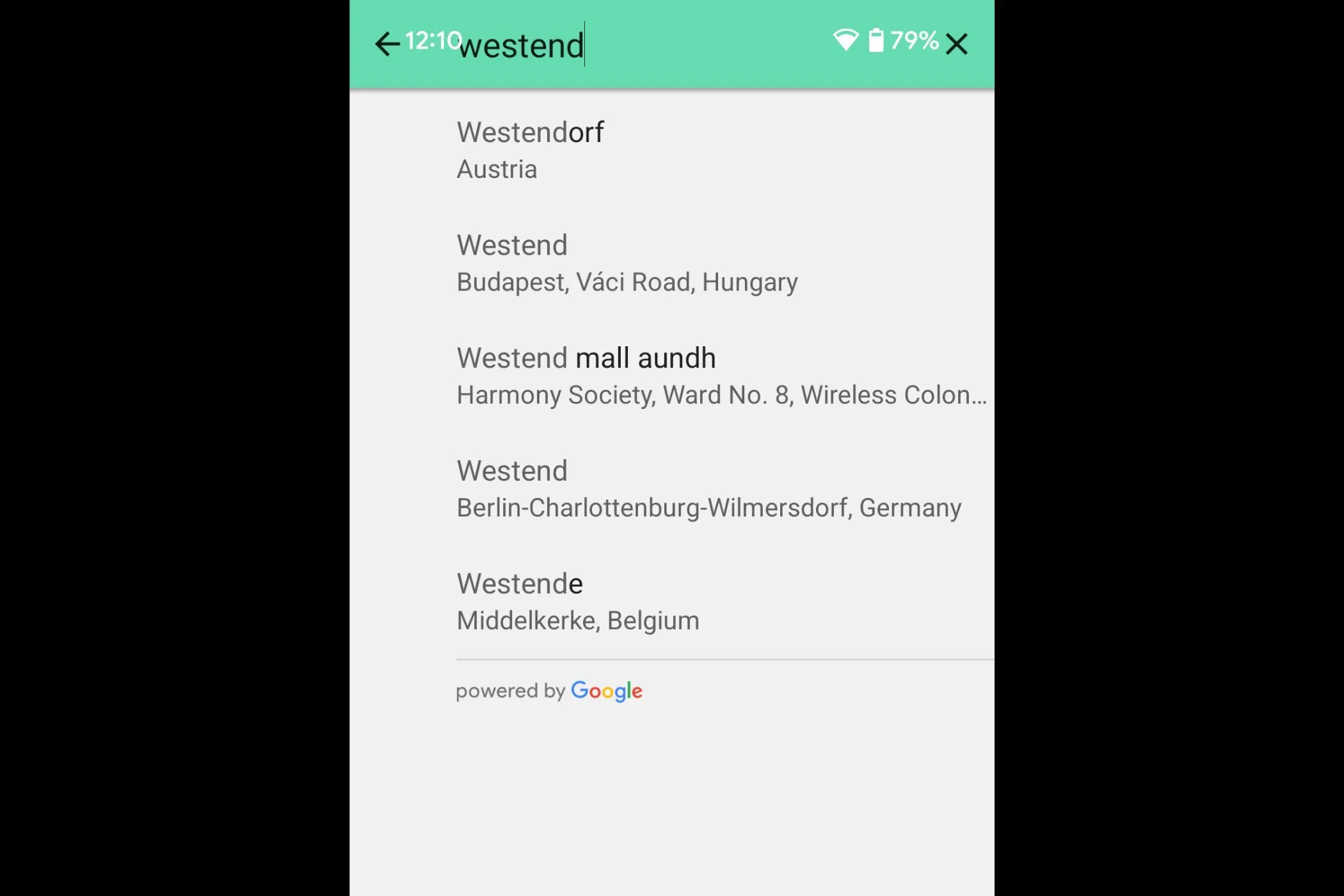 Danh sách các gợi ý địa điểm từ Google Maps khi người dùng nhập tên địa điểm vào Google Keep.