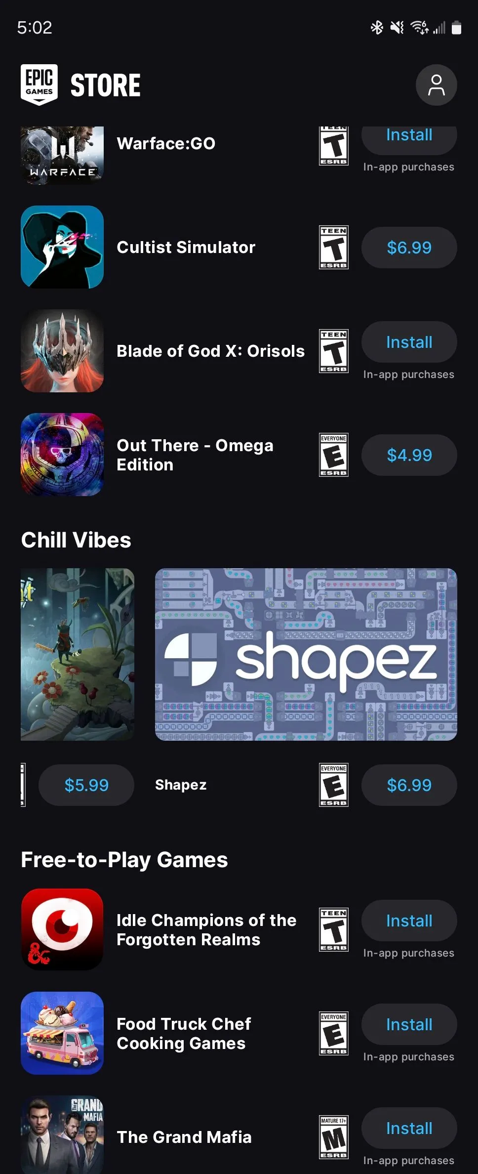 Danh sách các tựa game di động được Epic Games Store tuyển chọn cho Android.