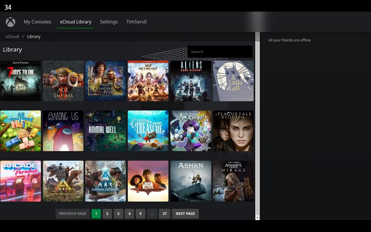 Danh sách game Xbox Cloud Gaming trong ứng dụng Greenlight trên Steam Deck, mở rộng thư viện game cho người dùng.