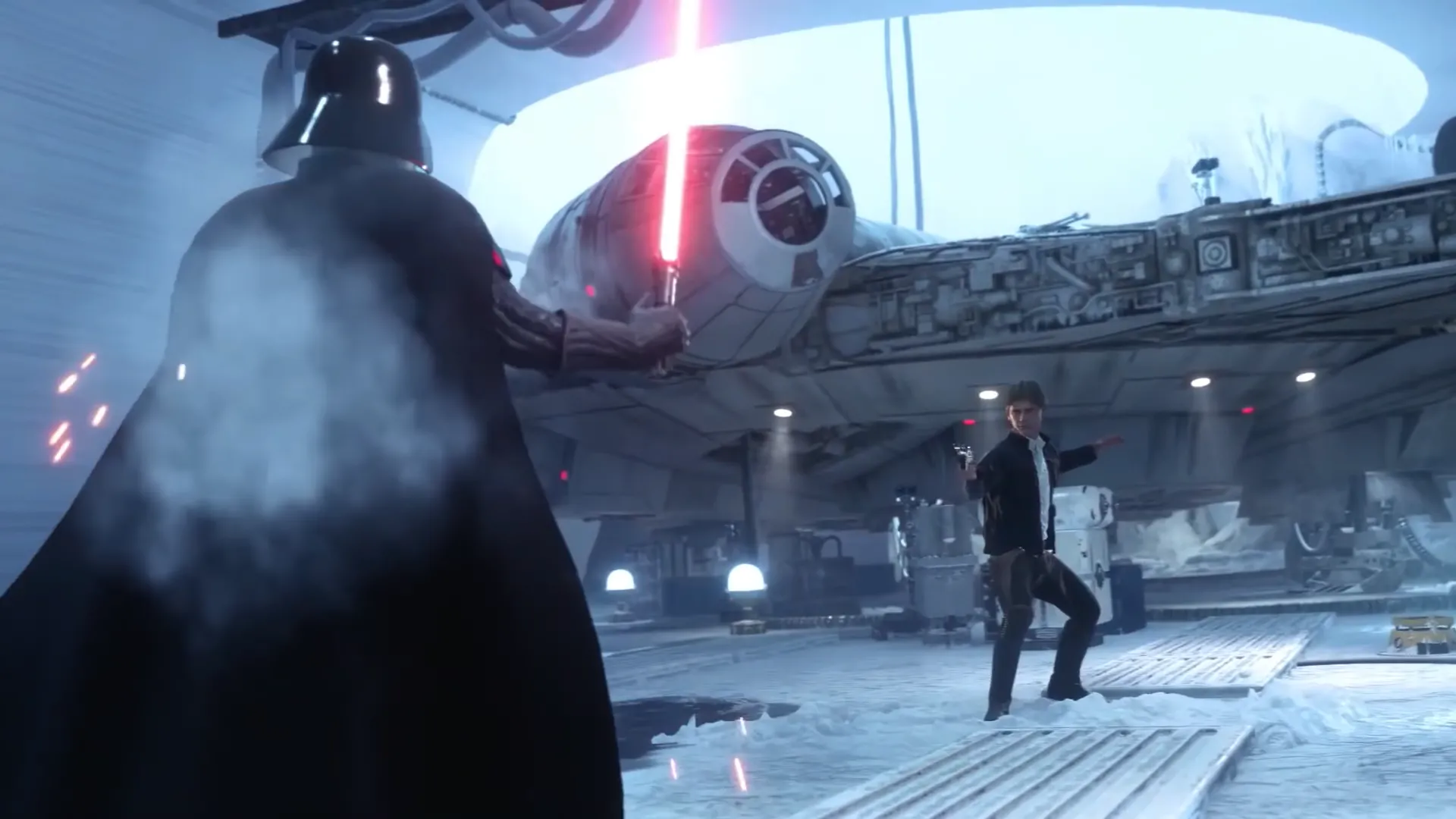 Darth Vader đối mặt Han Solo trong Star Wars Battlefront II, ví dụ về game pay-to-win