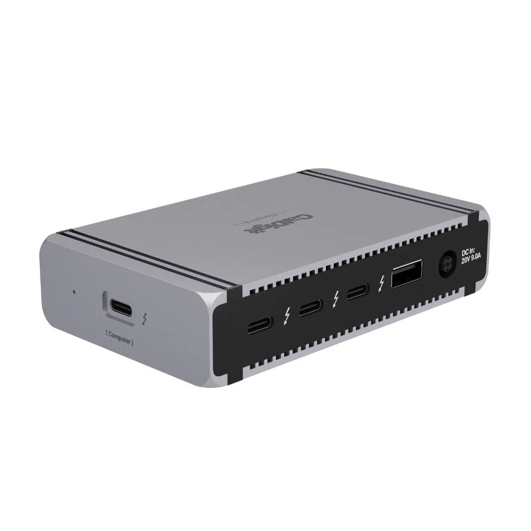 Dock CalDigit E5 (Element 5) nhỏ gọn với nhiều cổng Thunderbolt 5 và USB.