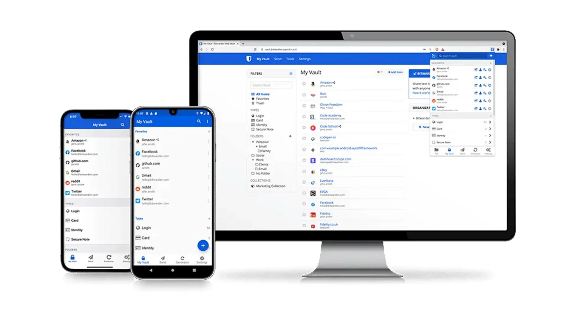 Giao diện Bitwarden trên máy tính và điện thoại, giải pháp quản lý mật khẩu tự host bảo mật.