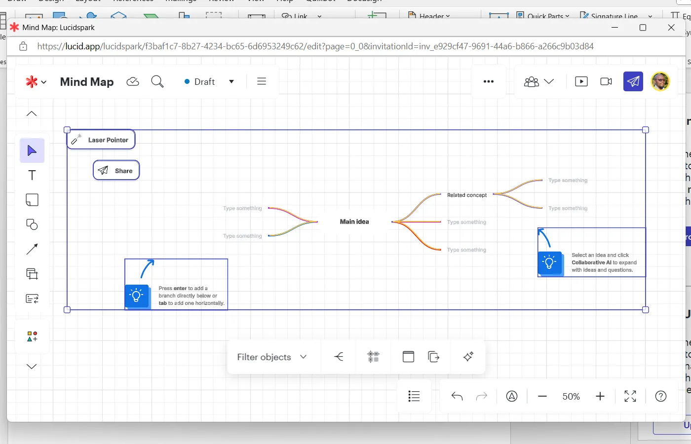 Giao diện Lucidchart trong Word hiển thị các loại biểu đồ và sơ đồ