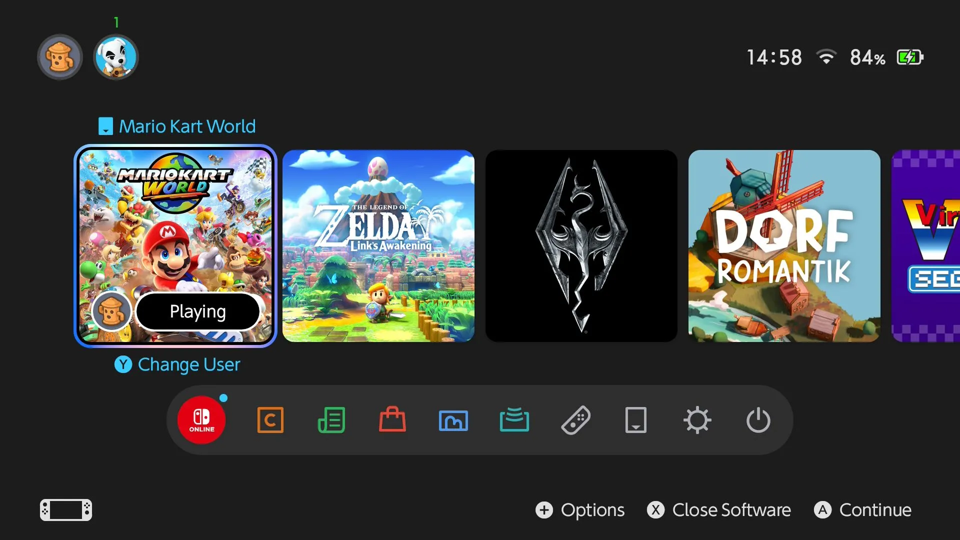 Giao diện người dùng của Nintendo Switch 2 hiển thị các trò chơi, liên quan đến khả năng tối ưu chế độ docked.