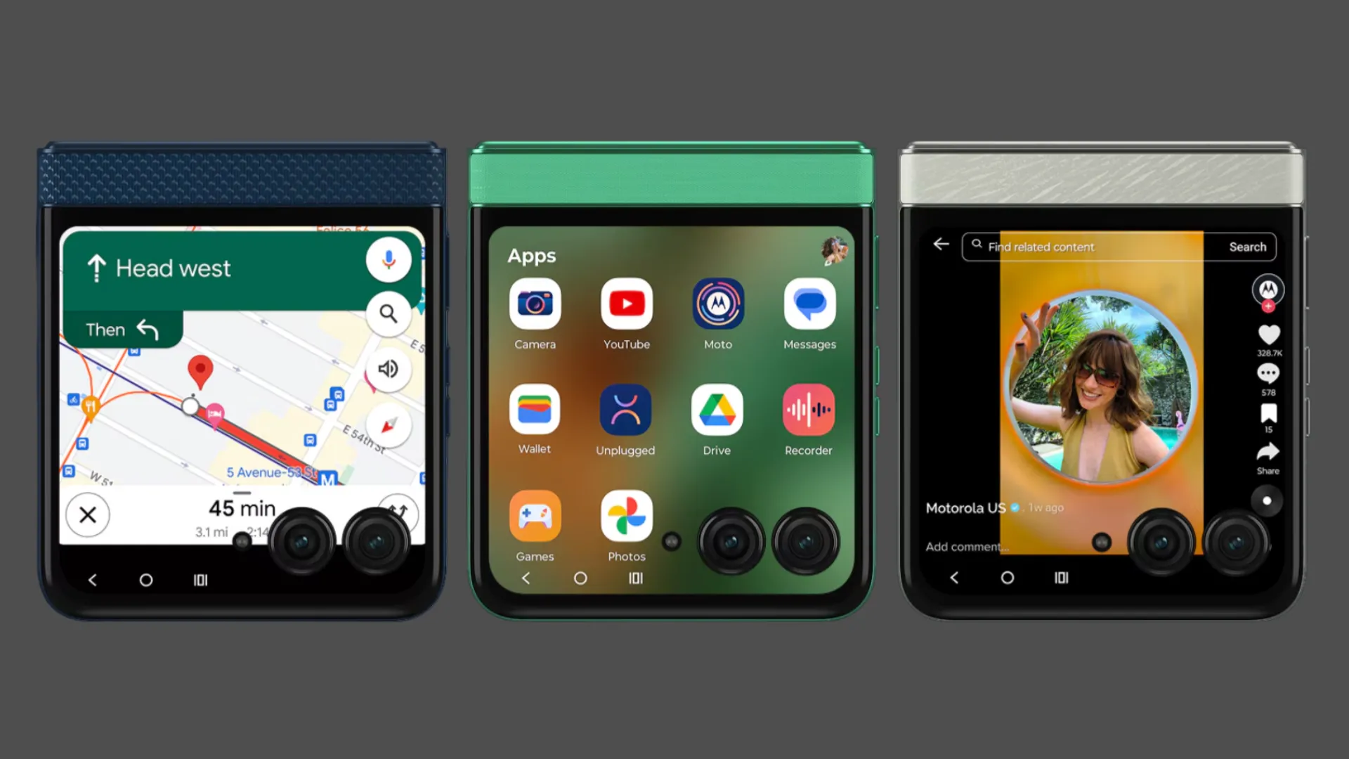 Giao diện người dùng Hello UI trên màn hình phụ của Motorola Razr 2025, đơn giản và gần Android gốc