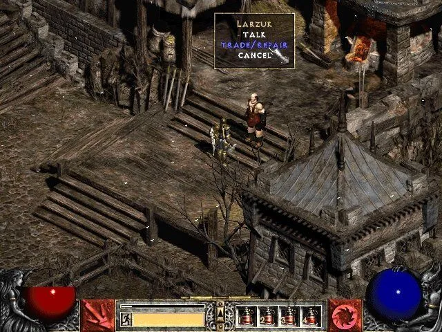 Giao diện người dùng và cảnh quan môi trường phong phú trong Diablo II Lord of Destruction, thể hiện sự cải tiến vượt bậc.