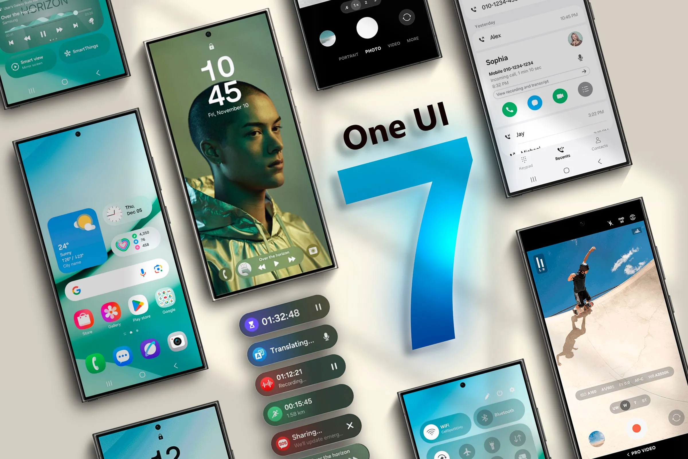 Giao diện One UI 7 trên các thiết bị Galaxy S24, minh họa bản cập nhật phần mềm Android 15 với nhiều tính năng AI mới