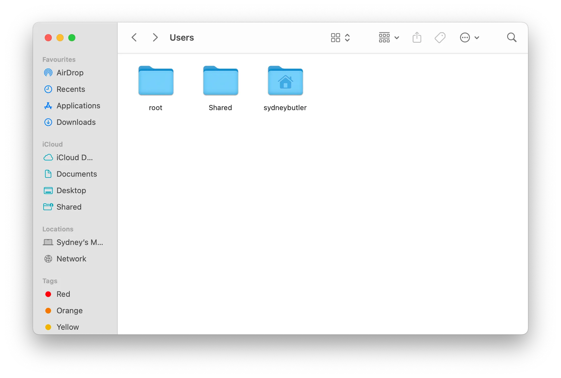 Giao diện thư mục Users trong hệ điều hành macOS