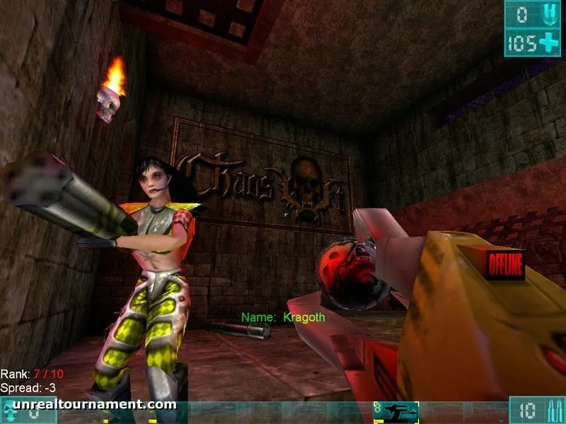 Giao diện và bản đồ trong Unreal Tournament, thể hiện thiết kế arena-style