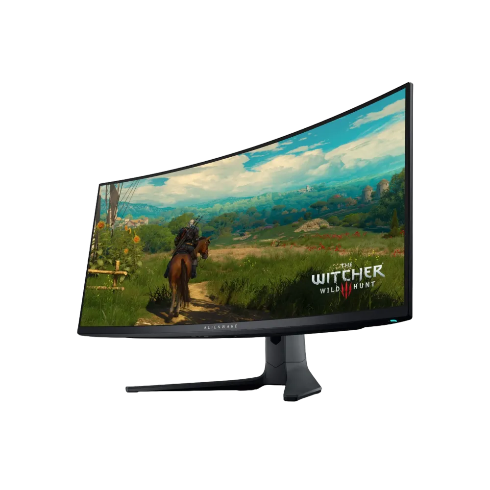Góc nhìn chi tiết màn hình Alienware AW3423DWF với độ cong 1800R tối ưu trải nghiệm.