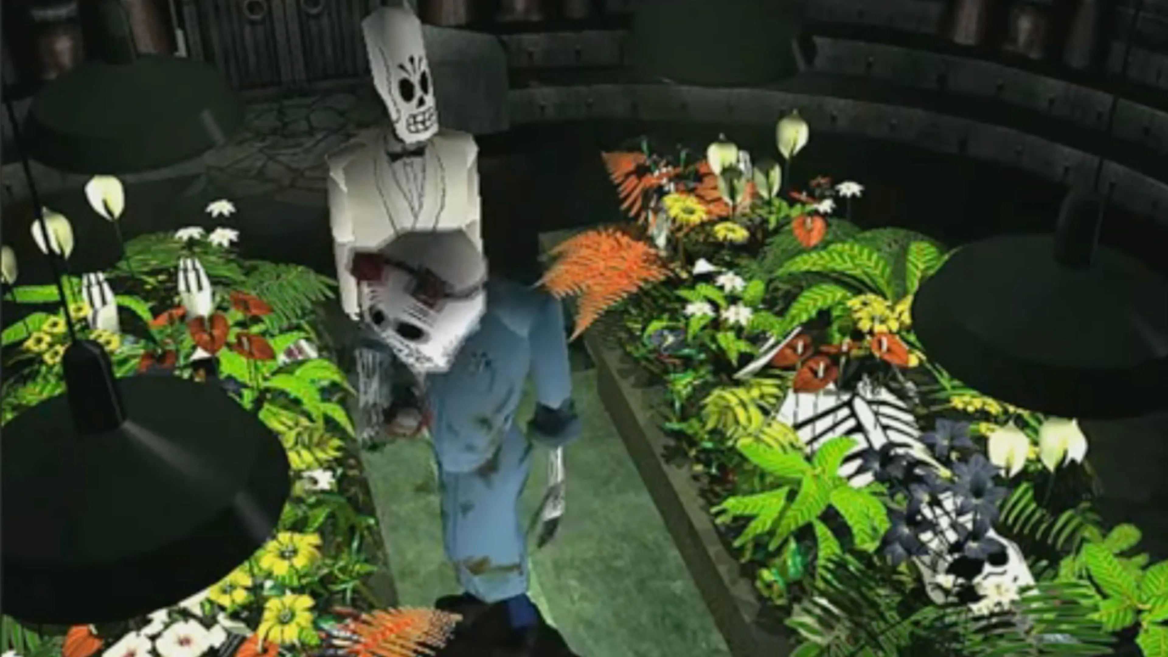 Grim Fandango với phong cách đồ họa nghệ thuật độc đáo, một tựa game phiêu lưu kinh điển.