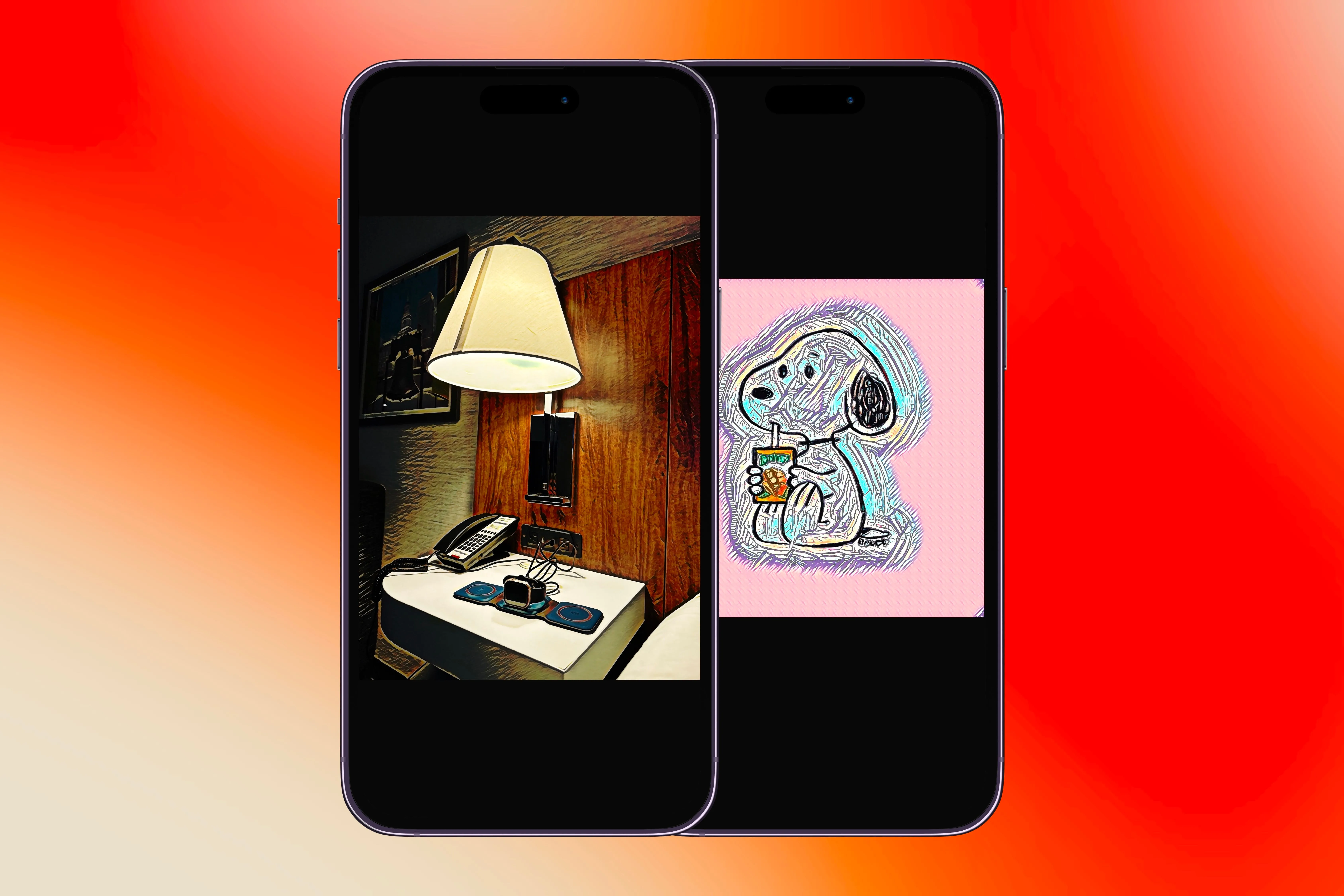Hai ví dụ về ảnh nghệ thuật được tạo ra từ ứng dụng Visionist trên iPhone