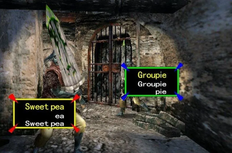 Hai zombie cầm kiếm trong The Typing of the Dead, minh họa lối chơi gõ phím diệt quái