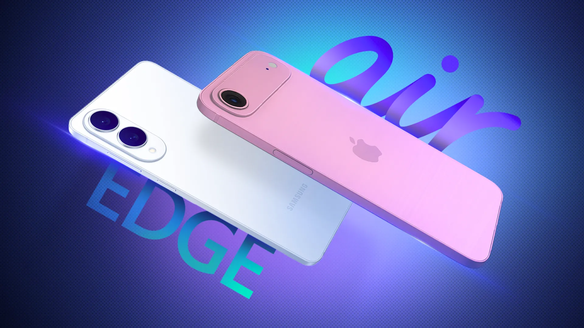 iPhone 17 Air đặt cạnh Galaxy S25 Edge, so sánh thiết kế giữa hai mẫu smartphone cao cấp.