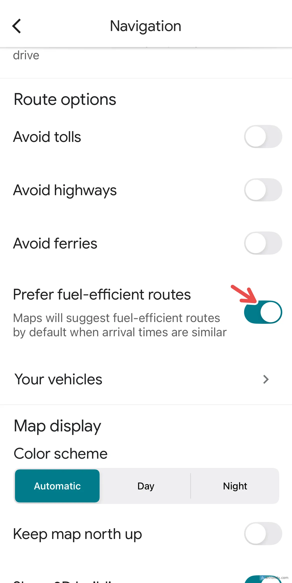 Kích hoạt tính năng lộ trình tiết kiệm nhiên liệu trên Google Maps
